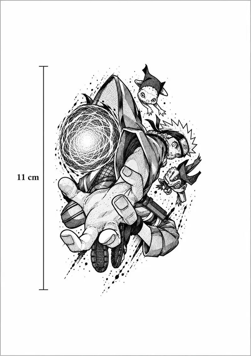 Arte final aprovada pelo cliente, com a medida de 11 cm definida