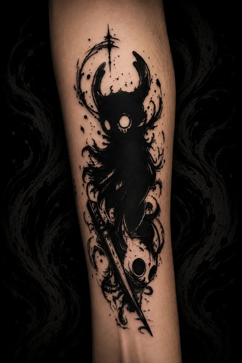 Tatuagem blackwork ornamental no antebraço