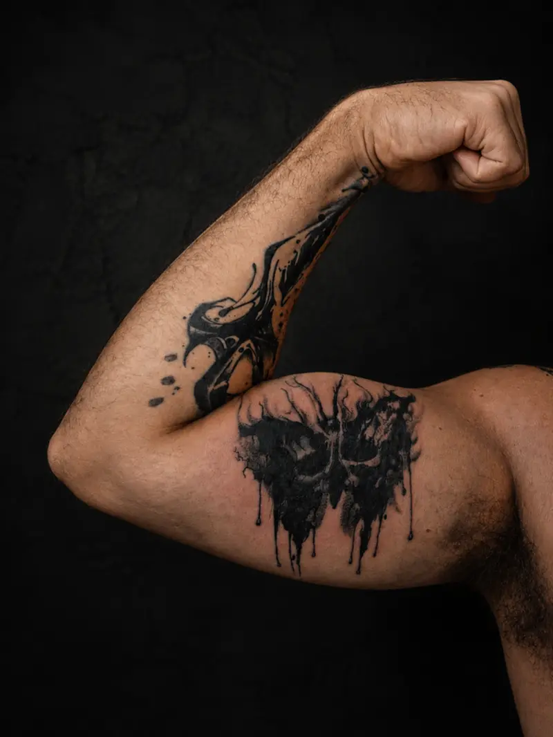 Tatuagem blackwork no bíceps